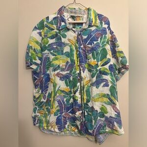 Robert Graham Tropical Leaf Print Men's Shirt